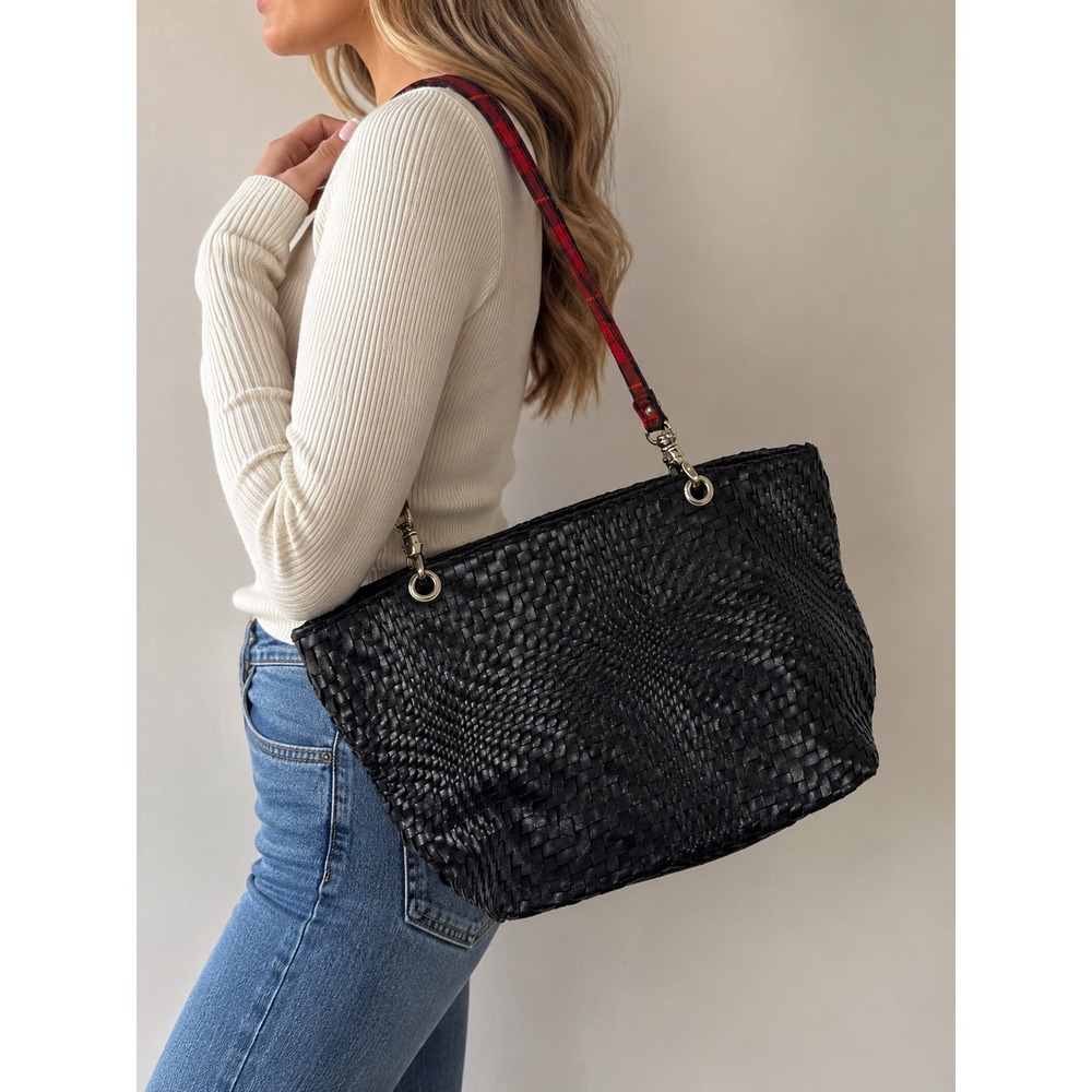 Coldwater Creek Black Pebbled Vegan Leather Large Shoulder Bag Tote‎ Purse